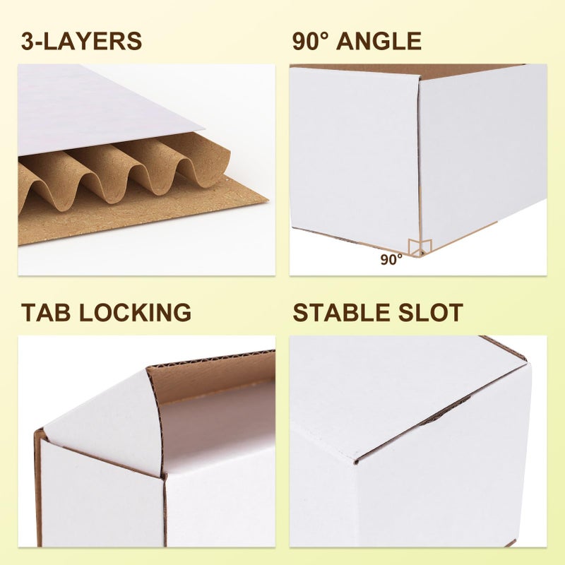 WIFTREY 50 Packs 4X3X2 Small Shipping Boxes, White 4 x 3 x 2 inches Corrugated Cardboard Box for Packaging Small Business, Card Boxes, Mailer for Storage - Image 3